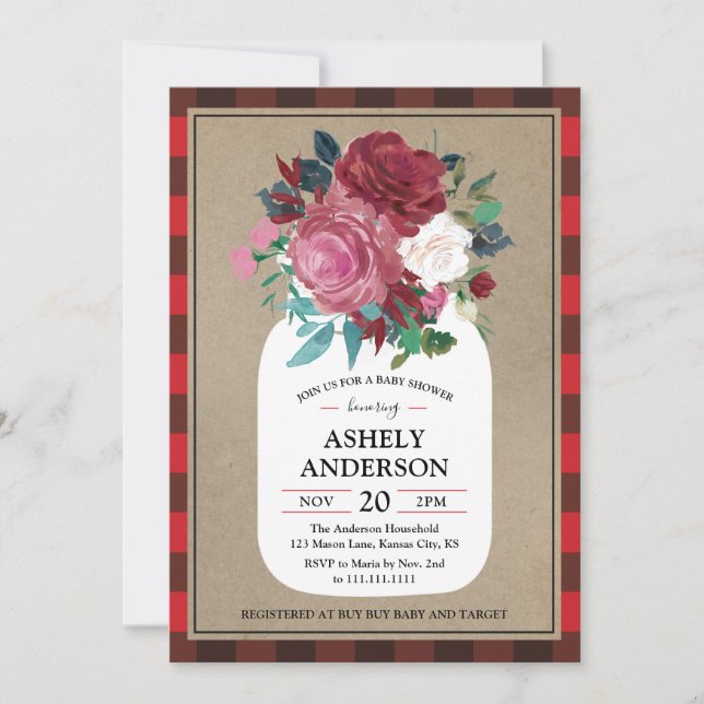 Convite para Chá de fraldas Mason Jar do País de x (Frente)