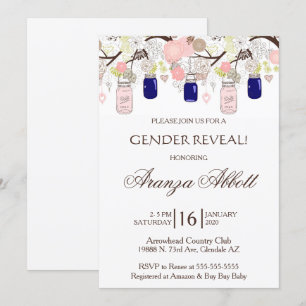 Convite para Chá de fraldas Mason Jars Reveal de G