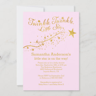 Convite para Chá de fraldas Moderno Dourado das Es