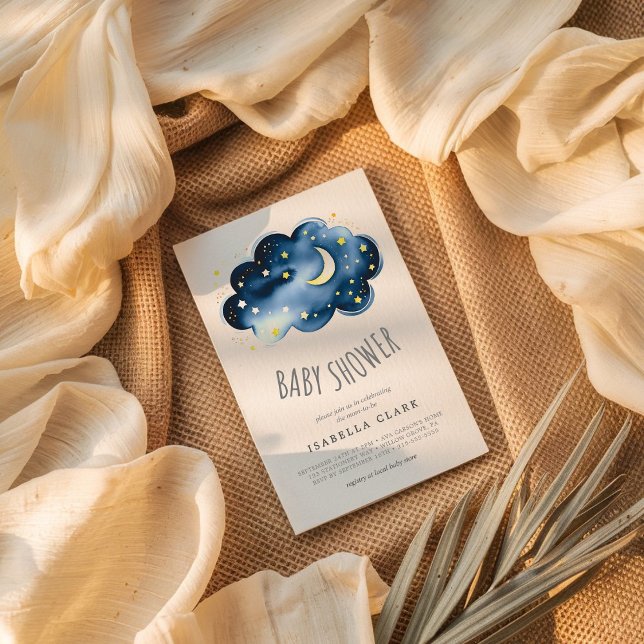 Convite para Chá de fraldas Moon e Stars Boy (Criador carregado)