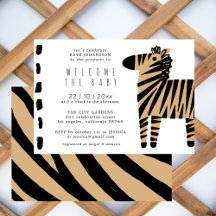 Convite para Chá de fraldas Natural de Boro Zebra