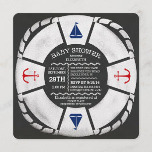 Convite para Chá de fraldas Náutico de Quadro Mo