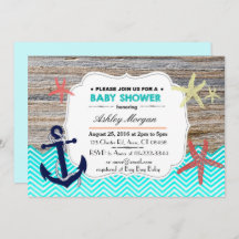 Convite para Chá de fraldas Náutico Praia