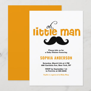 Convite para Chá de fraldas Orange Little Man Mus
