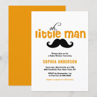 Convite para Chá de fraldas Orange Little Man Must