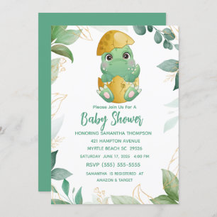 Convite para Chá de fraldas para Meninos de Dinoss