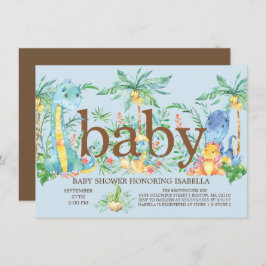 Convite para Chá de fraldas para Meninos Dinossaur