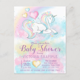 Convite para Chá de fraldas Pastel Unicorn Rainbow