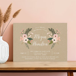 Convite para Chá de fraldas Peach Meadow Kraft