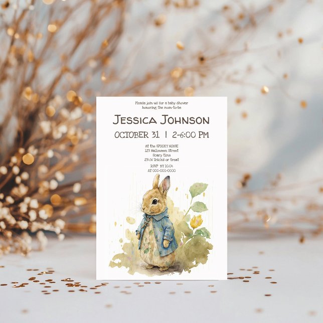 Convite para Chá de fraldas Peter Rabbit (Criador carregado)