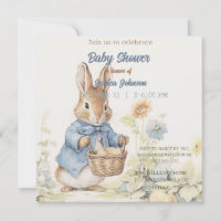 Convite para Chá de fraldas Peter Rabbit