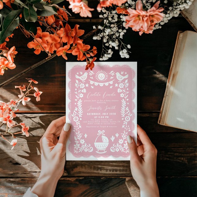 Convite para Chá de fraldas Pink Cielito Lindo (Criador carregado)