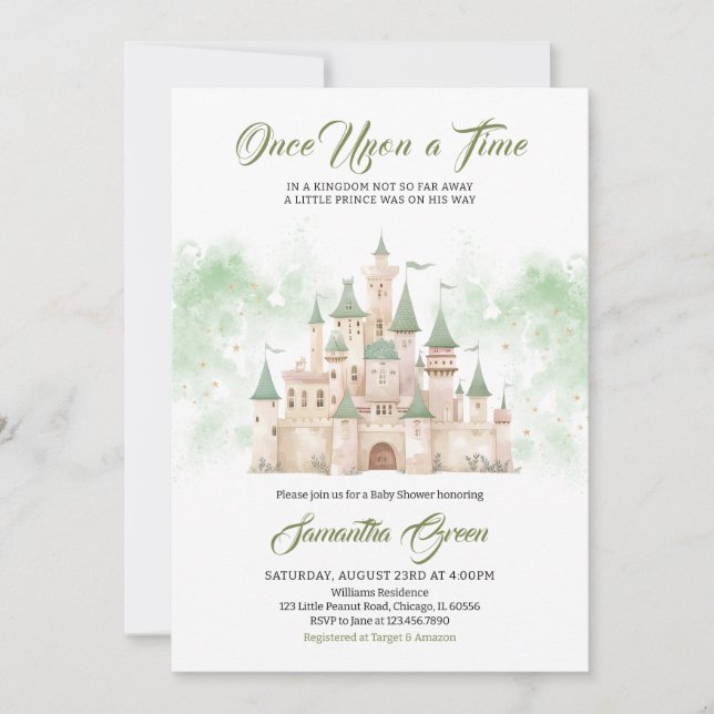 Convite para Chá de fraldas Príncipe (Frente)