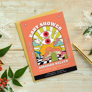 Convite para Chá de fraldas Psicodélico Retro