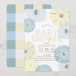 Convite para Chá de fraldas Pumpkin Amarelo e Azu