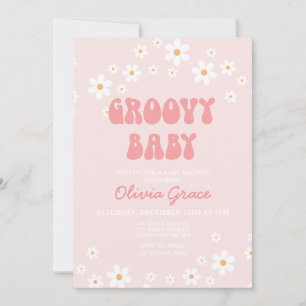 Convite para Chá de fraldas Retro-Groovy Rosa Dais