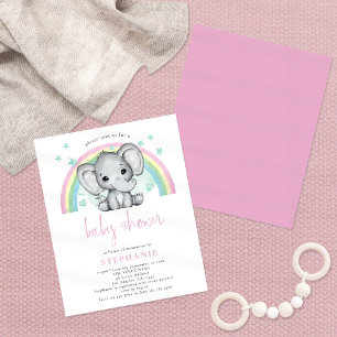 Convite para Chá de fraldas Rosa Arco-Íris de Orça