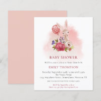 Convite para Chá de fraldas Rosa Cony Florals