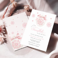 Convite para Chá de fraldas Rosa Coquette Snowflak