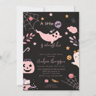 Convite para Chá de fraldas Rosa de Halloween