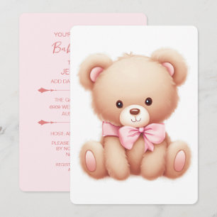 Convite para Chá de fraldas Rosa de Urso Teddy