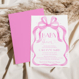 Convite para Chá de fraldas Rosa Elegante