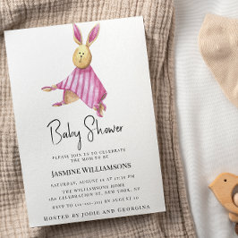 Convite para chá de fraldas rosa simples e bonito