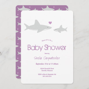 Convite para Chá de fraldas Roxo de Tubarão Cortad
