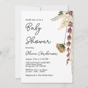 Convite para Chá de fraldas Rustic Flower Boho