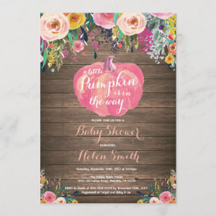 Convite para Chá de fraldas Rustic Pumpkin Floral