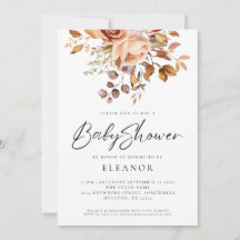 Convite para Chá de fraldas Rustic Terracotta Flor