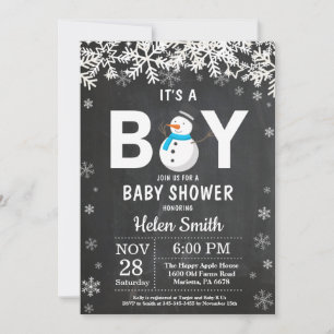 Convite para Chá de fraldas Rustic Winter Snowman
