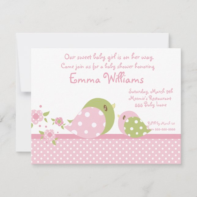 Convite para Chá de fraldas Safari Babiez Birdie (Frente)