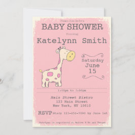 Convite para Chá de fraldas Safari Giraffe