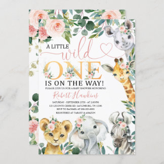 Convite para Chá de fraldas Safari Menina Editável