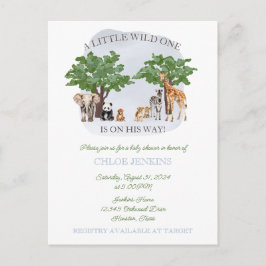 Convite para Chá de fraldas Safari Selvagem de Um