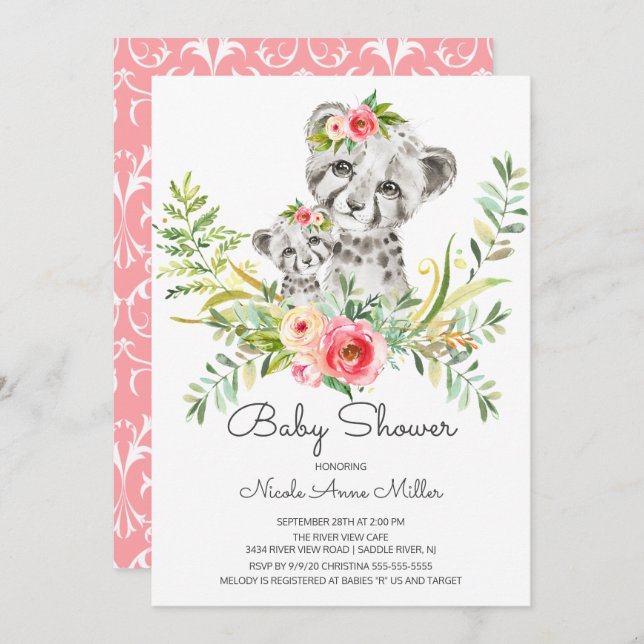 Convite para Chá de fraldas Selva Adorável (Frente/Verso)