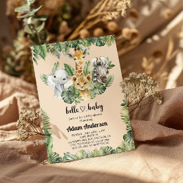 Convite para Chá de fraldas Selvagem Safari - Anim