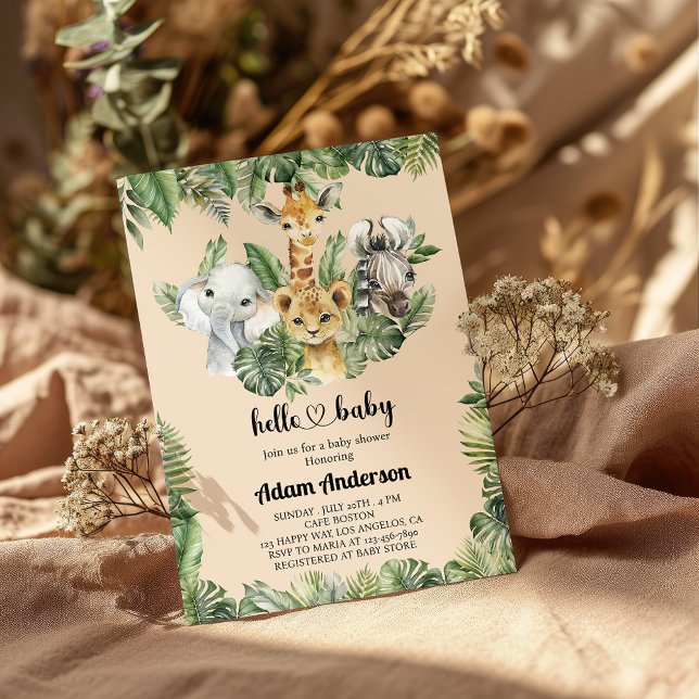 Convite para Chá de fraldas Selvagem Safari - Anim (Criador carregado)