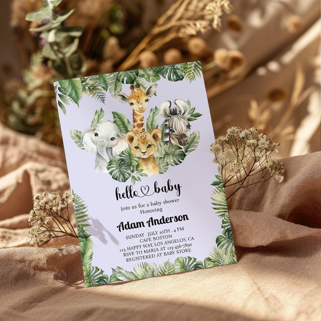 Convite para Chá de fraldas Selvagem Safari - Anim (Criador carregado)