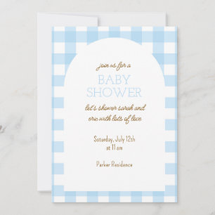 Convite para Chá de fraldas Simples Blue Gingham