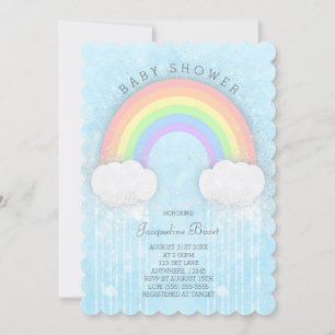 Convite para Chá de fraldas Sparkle Pastel Rainbo