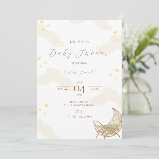 Convite para Chá de fraldas Starry Night (Em pé/Frente)