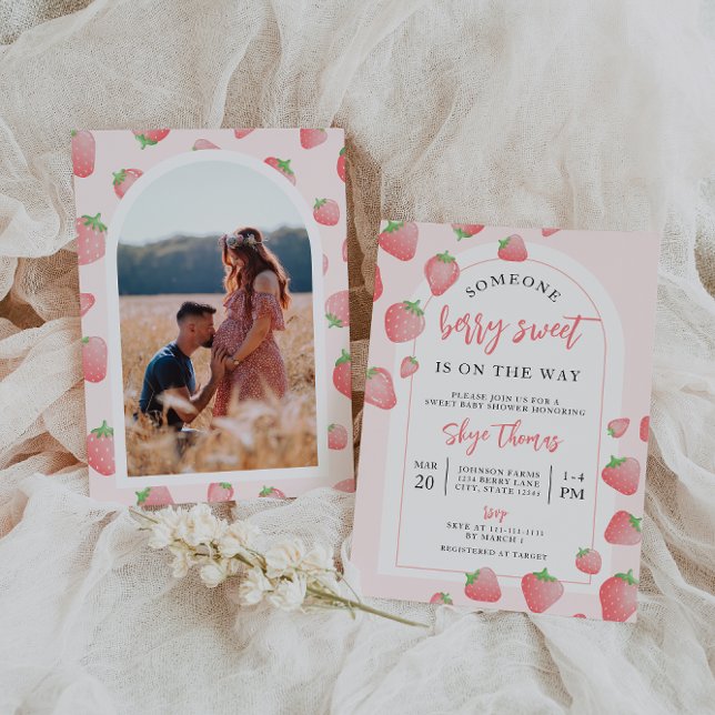 Convite para Chá de fraldas Strawberry Berry Sweet (Criador carregado)
