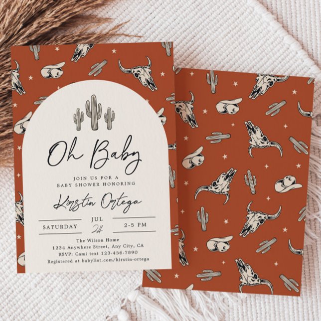 Convite para Chá de fraldas Sudoeste | Bebê Ociden (Criador carregado)