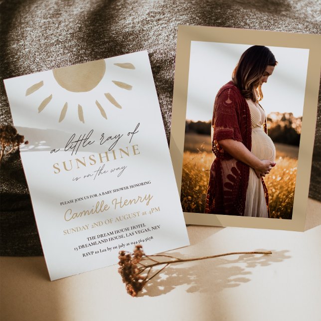 Convite para Chá de fraldas Sunshine Boho (Criador carregado)