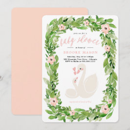 Convite para Chá de fraldas Swan Wreath