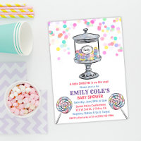 Convite para Chá de fraldas Sweet do pote de doces