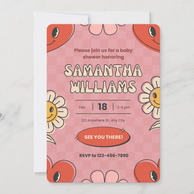 Convite para chá de fraldas temático do dia de os  (Frente)