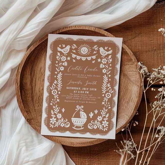 Convite para Chá de fraldas Terracotta Cielito Lin (Criador carregado)